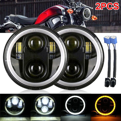 2x Universal 5.75 inch LED DRL Turn Signal Light Motorcycle Headlight Hi lo beam - Picture 14 of 14