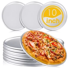 12 Pack 10 Inch Round Aluminum Pizza Pan Set Pie Cake Plate for Oven Baking