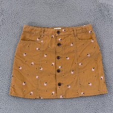 OshKosh Bgosh Skirt Youth Girls 14 Tan Floral Button Up Corduroy Mini Casual NWT