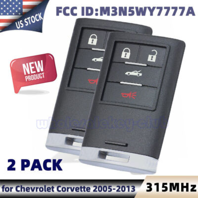 2pcs Smart Remote Key Fob FCC ID: M3N5WY7777A for 2005-2013 Chevrolet Corvette