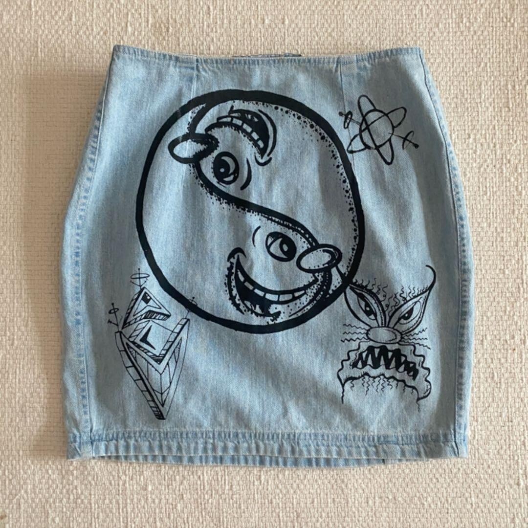 Kenny Scharf collaboration JEREMY SCOTT Knit Skirt Size S very rare used