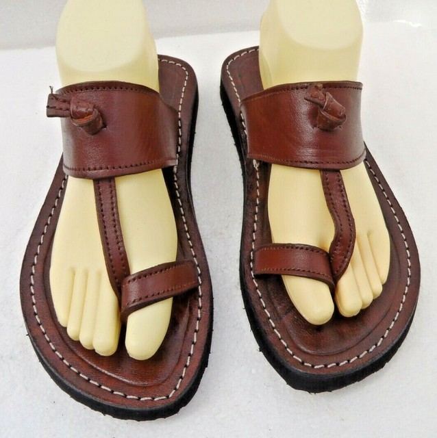 MENS 100% MOROCCAN LEATHER TOE LOOP FLIP FLOPS * SANDALS * BROWN * | eBay