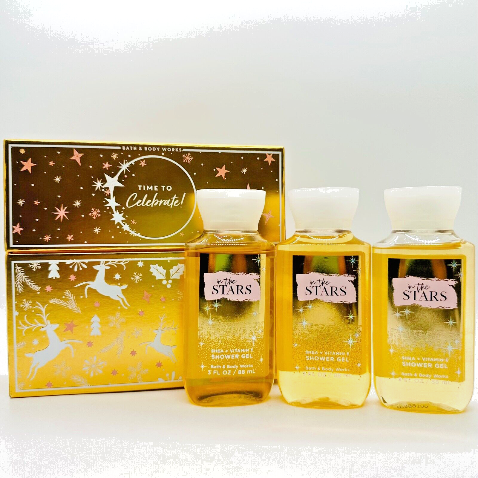 Bath & Body Works IN THE STARS 3 Mini Shower Gels Box Time To Celebrate  Gift Set