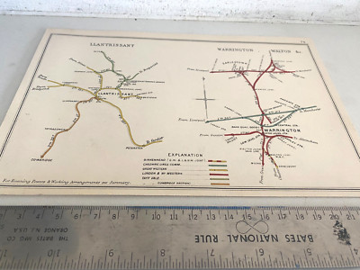 LLANTRISANT COWBRIDGE PETERSTON EARLESTOWN WARRINGTON AIREY EISENBAHNKARTE 1888