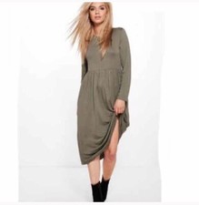 Boohoo midi dress, khaki green size 6