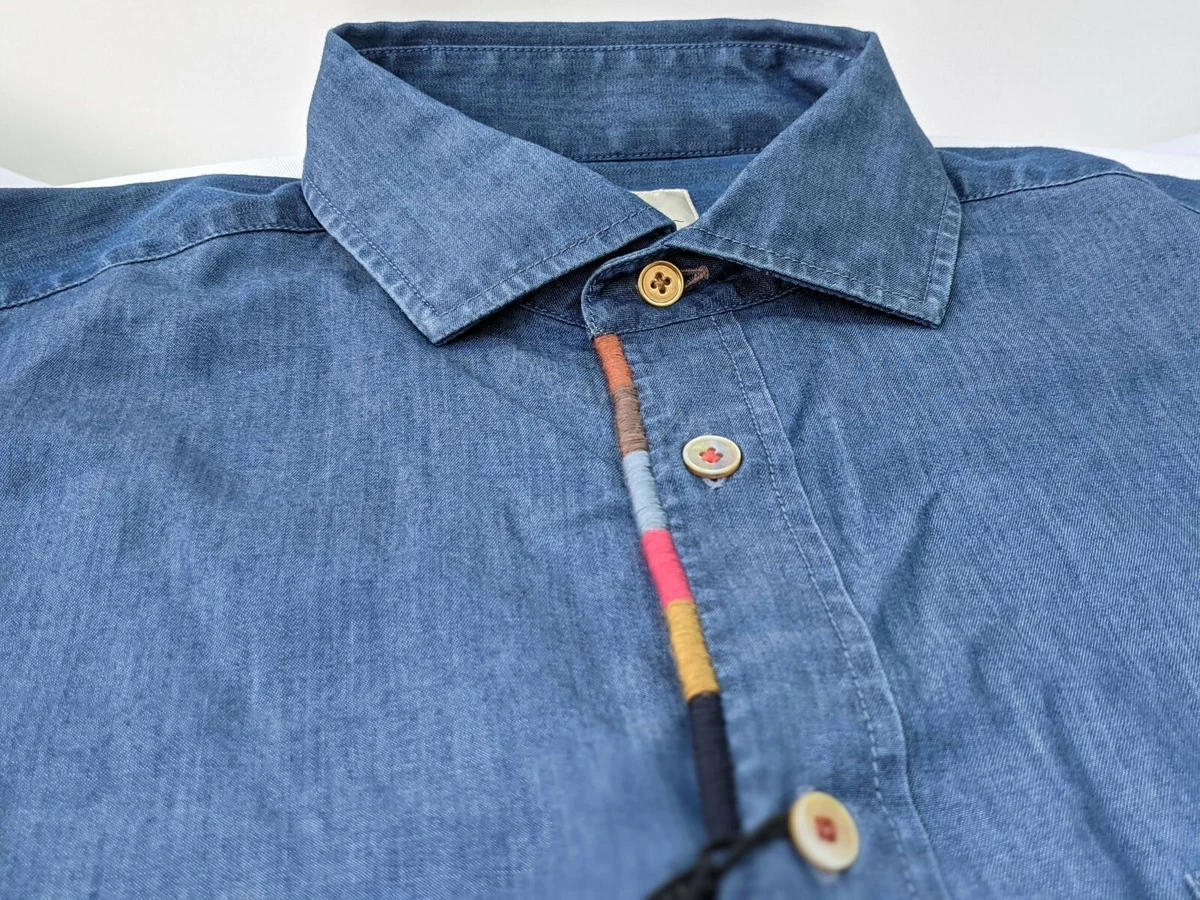 Paul Smith Shirt -BNWT Mainline Artist Stripe Embroidered Denim Sz