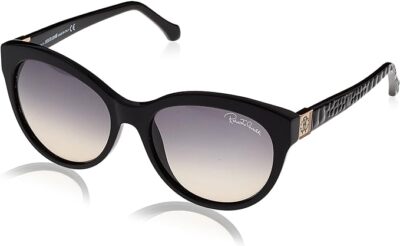 Roberto Cavalli ALBALDAH 798S 01B Black Round Gray Gradient 57-17-140 Sunglasses