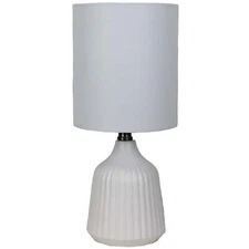 Mainstays Warm White Ribbed Ceramic Table Lamp 16"H Clean Lines Living Room