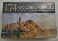 174 Colors Professional Colored Pencils, Shuttle Art Soft Core Coloring New