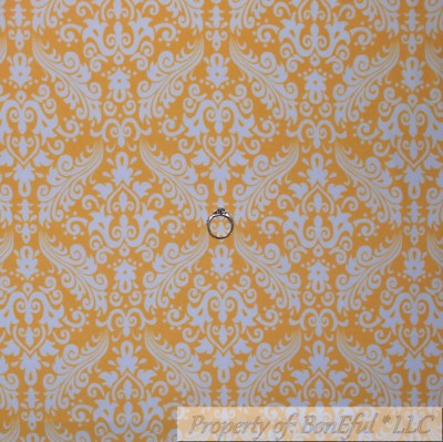BonEful Fabric FQ Cotton Quilt Flannel White Yellow Flannel Flower Damask Print