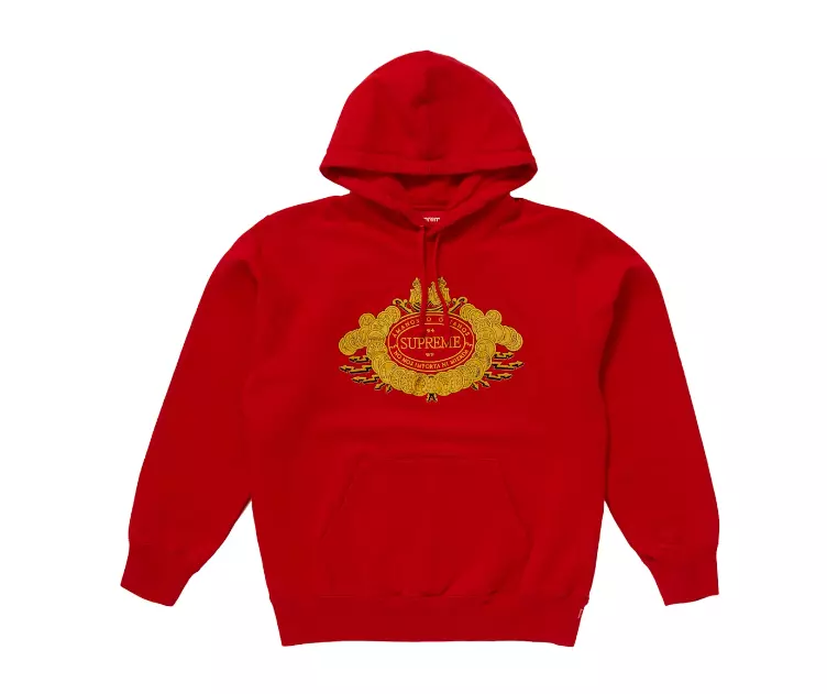 Sweat à capuche Supreme Love Or Hate rouge moyen FW18 NEUF