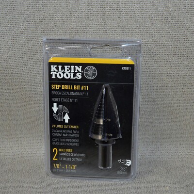 Klein Tools KTSB11 ~ 1.125 in. High Speed Steel Double Flute Step Drill Bit