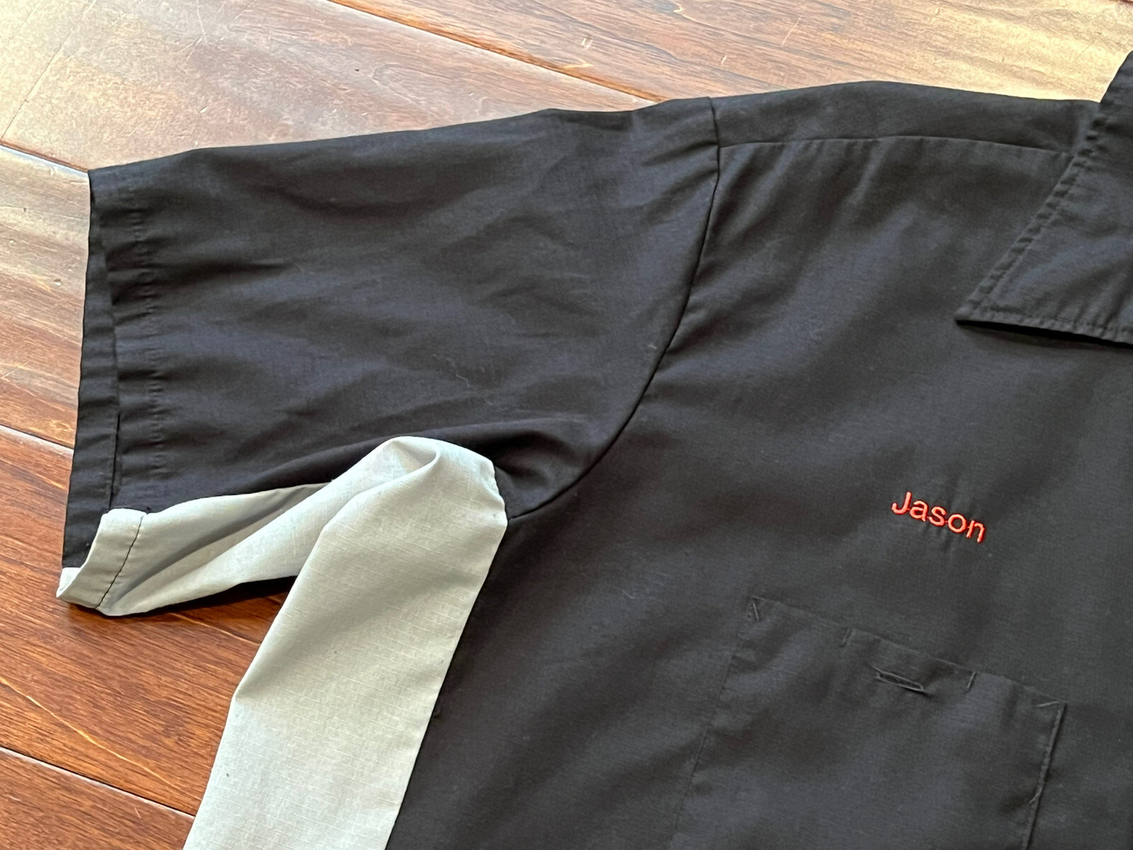 RARE UniFirst Mens XPO Logistics Black Gray Employee SS Button Up Work