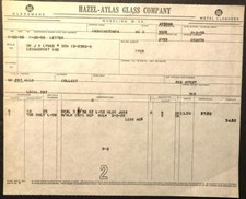 1950 Invoice Hazel-Atlas Glass Co. Wheeling, West Virginia to Dr. Lynas & Son