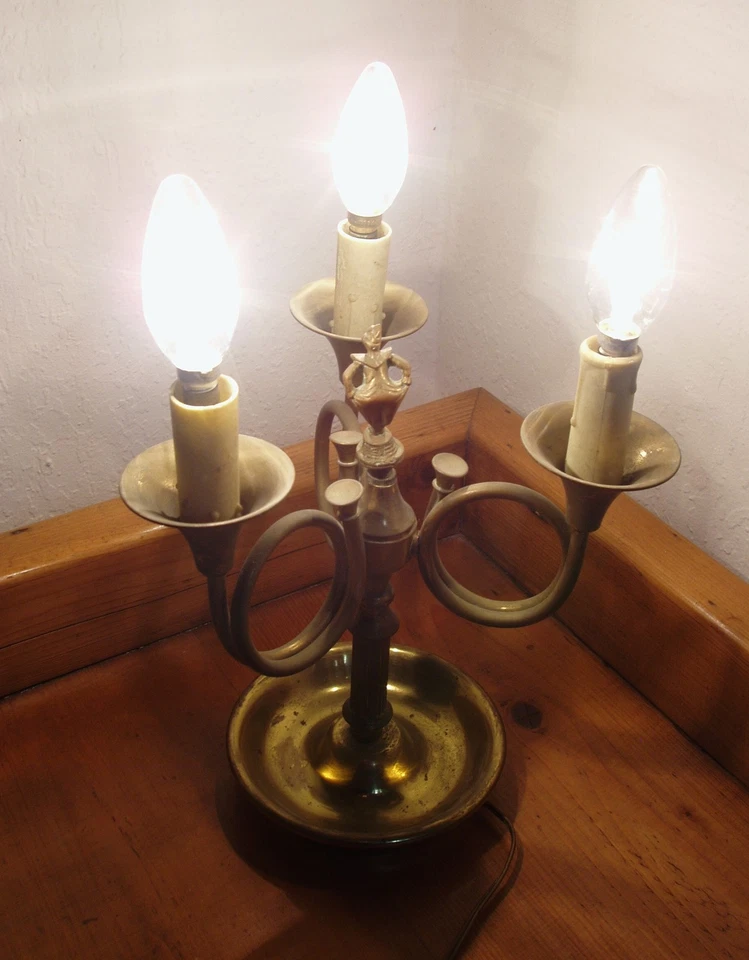 Rare lampe de table américaine 3 feux en laiton - années 1950 - Photo 3/4