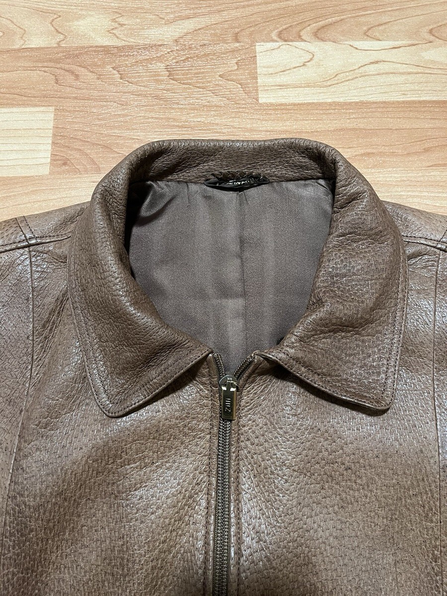 Zilli Vintage Peccary Leather Jacket Brown Wool Cashmere Lined