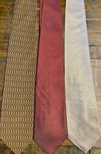 Lot of 3 Geoffrey Beene Multi Colored and Patterned Men's Neck Ties 100 Silk