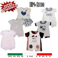 Tutina neonato mezza manica 100%COTONE intera o spezzata pagliaccetto estivo