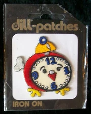 1 Cartoon Alarm Clock Iron-On Colorful Applique Dill Buttons of America Patches