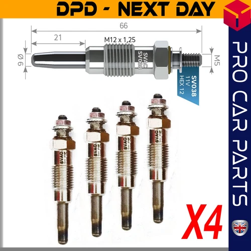 4X Glow Plug fits RENAULT MASTER TRAFIC 2.4 2.5 T35D 250202901 0 100 226 190