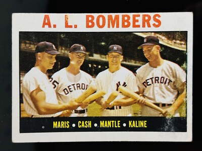 1964 Topps #331 AL Bombers Roger Maris, Cash Mickey Mantle & Al Kaline VG+ HOF
