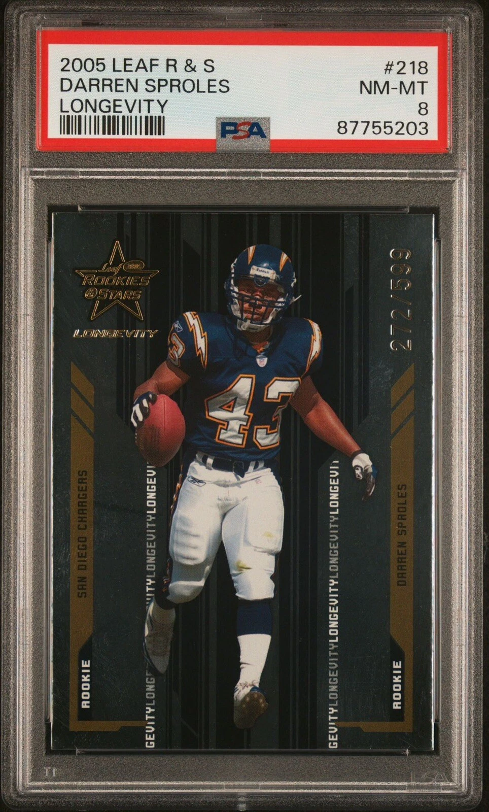 Darren Sproles Leaf Rookies and Stars #218 Autograph-Longevity Holofoil