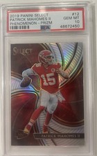 Panini 2019 Select Patrick Mahomes II Phenomenon Silver Prizm #12 PSA 10