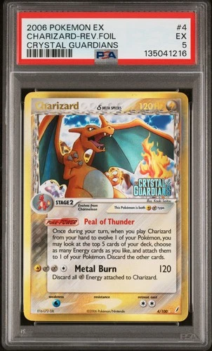 2006 POKEMON EX CRYSTAL GUARDIANS #4 CHARIZARD-REVERSE FOIL PSA 5