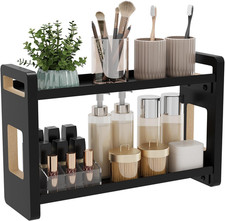 Bathroom Counter Organizer Solid Wood Storage Shelf Spice Rack Vanity Display