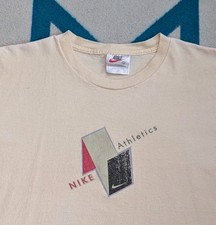 Vintage Nike Athletics Shirt Made In USA Essentials Streetwear 90s Ivory Large