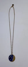 Anne Koplik Designs Crescent Moon Blue Enamel 18" Necklace