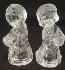 Vintage Boy And Girl Glass Candle Holders