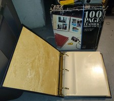 Vtg Robinson Reminders Bonded Leather Photo Album 100 Page Magnetic 3 Ring NOS B