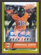 2016 Score Football Card Rookie AUTO Jumbo Gold Zone #400 Emmanuel Ogbah 06/99