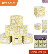 Fabric Storage Bins Cubes Baskets Containers with Dual Plastic Handles for Ho...