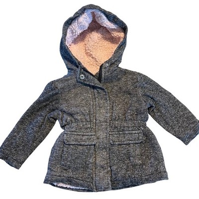 Me Jane Mini Girls Grey Heathered Sherpa Lined Hooded Parka Jacket Toddler 12M