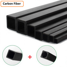 Black Carbon Fiber Square Tube Pipe + Square Hole & Round Hole 500mm Hollow Tube
