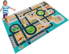 Car Rug Play Mat for Kids Toy Cars, Road Traffic Playmat for Kid Bedroom, Non-Sl