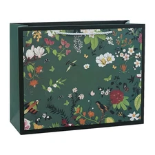 4 Pack 12.6" Large Green Gift Bags with Handles,Vintage Flower Paper Gift Bag...