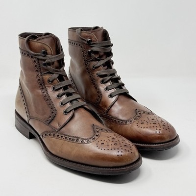 Magnanni Wingtip Dress Boots Mens 10 M Brown Leather Ankle Lace Up Classic
