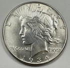 1934-P $1 Peace Dollar 90% Silver Philadelphia US Coin - Cleaned - BETTER DATE