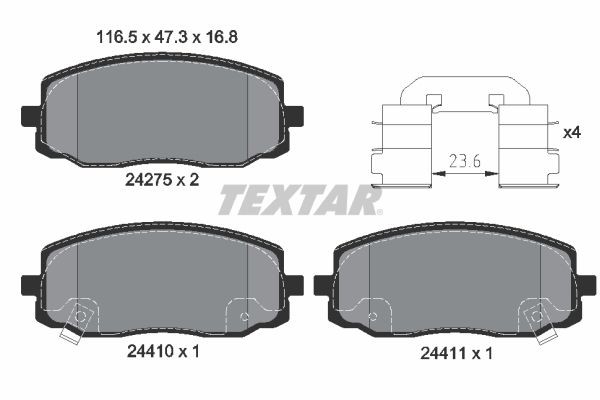 Front Brake Pad Set Fits Hyundai Kia Textar 2427501 1 Year Warranty