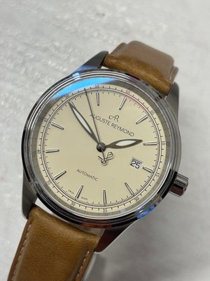 Auguste Remond Automatic Watch 42mm Ivory Dial Leather Strap From Japan