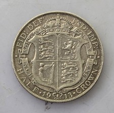 United Kingdom – George V, Silver Half Crown, 1913 (Key Date Issue)