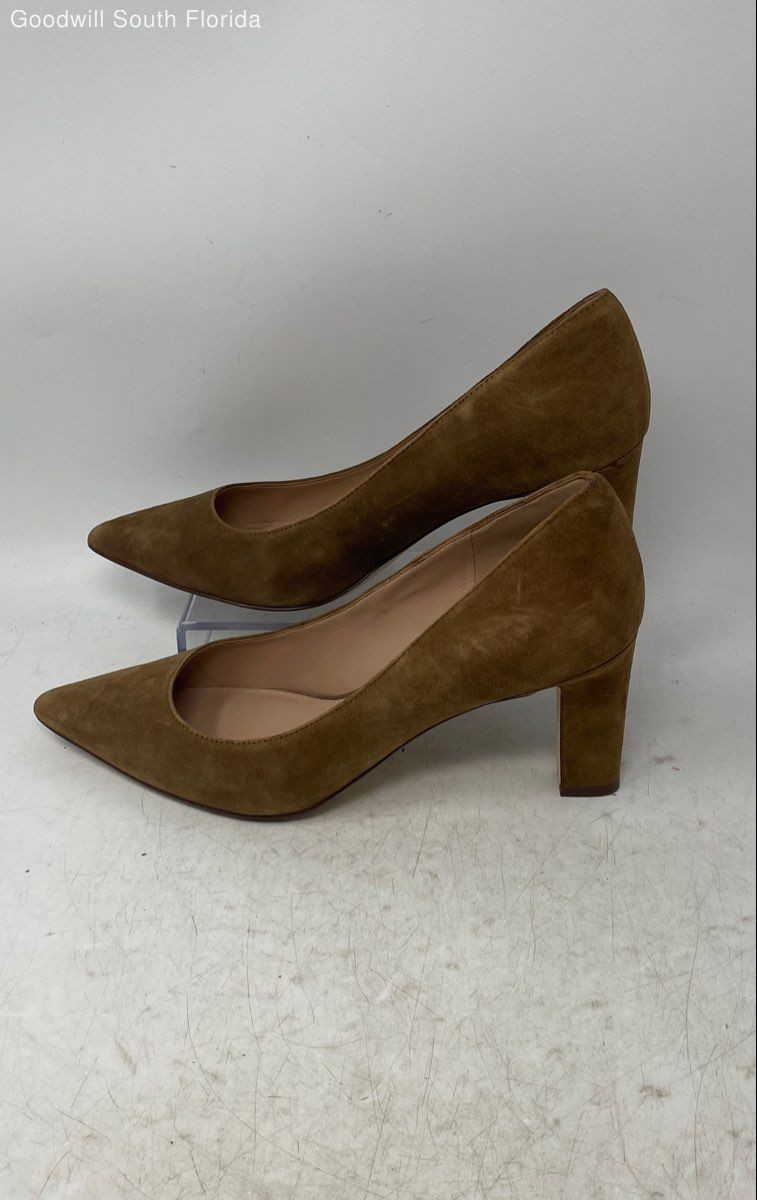 Cole Haan Womens Brown Suede Pointed Toe Slip-On Block Pump Heels Size 9B
