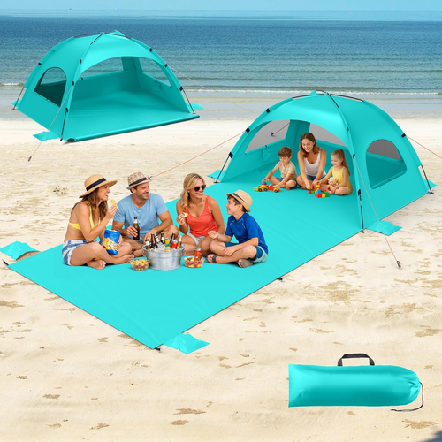 Beach Tent Sun Shelter with Extended Sand Mat 114×82Inch，Upf 50+ Protection, 3 D - Picture 12 of 12