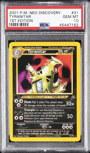 Tyranitar (1st Edition) graded PSA 10 for sale on eBay