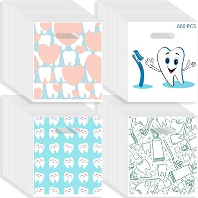 800 Pcs Dental Bags, Tooth Patient Care Dental Bags, 9 x 8 Inches dental goodie