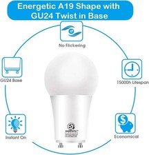 4 Pack LED 2 Prong Light Bulbs 8.5 Watt GU24 60 Watt Equivalent 4000K Neutral Wh