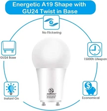 4 Pack LED 2 Prong Light Bulbs 8.5 Watt GU24 60 Watt Equivalent 4000K Neutral Wh